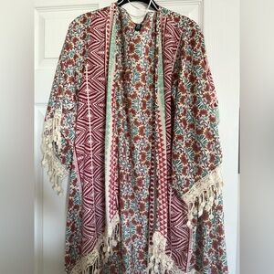 Multicolor Floral and Geometric Kimono
